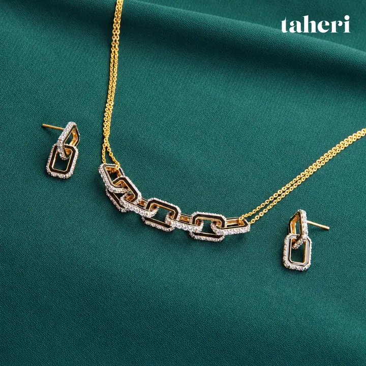 Pavé Link Necklace and Earrings by TAHERI