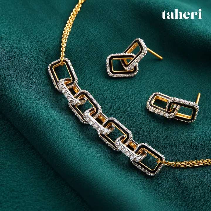 Pavé Link Necklace and Earrings by TAHERI, view 5