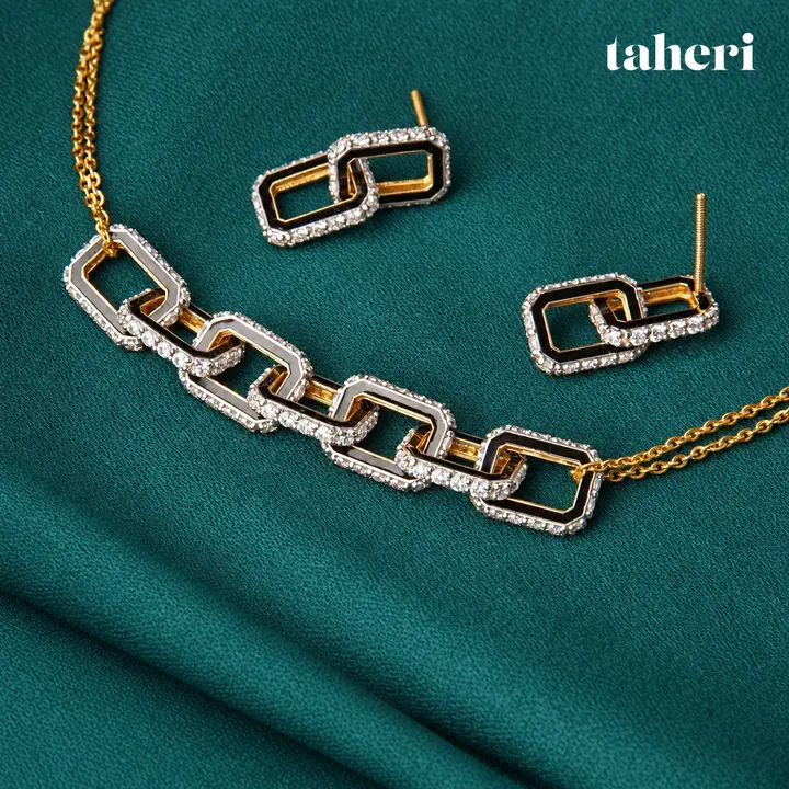 Pavé Link Necklace and Earrings by TAHERI, view 6