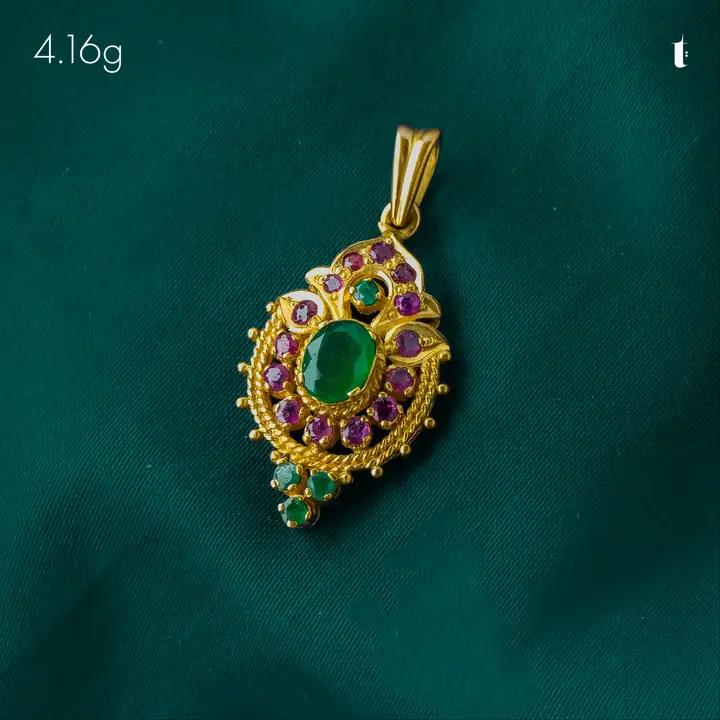 21k Yellow Gold Contemporary Locket with Emerald design 25 by TAHERI