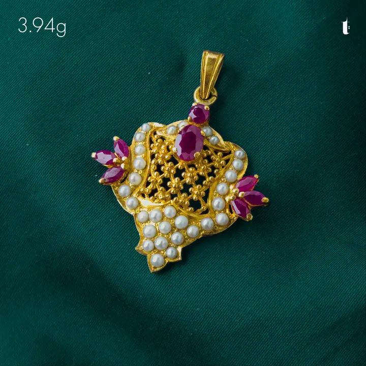 21k Yellow Gold Contemporary Locket with Ruby design 27 by TAHERI