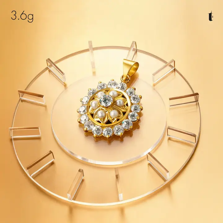 21k Yellow Gold Contemporary Locket with Cubic Zirconia design 39 by TAHERI