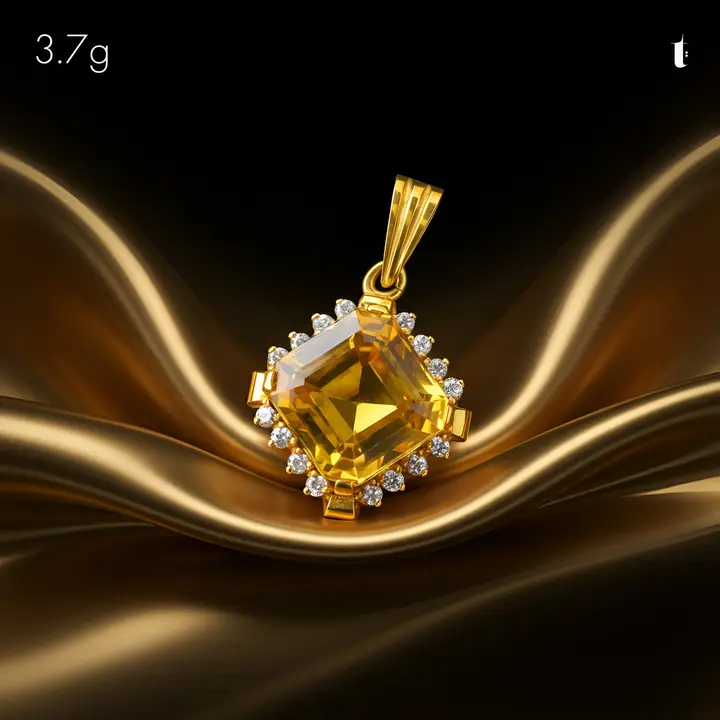 21k Yellow Gold Contemporary Locket with Colored Stones design 41 by TAHERI