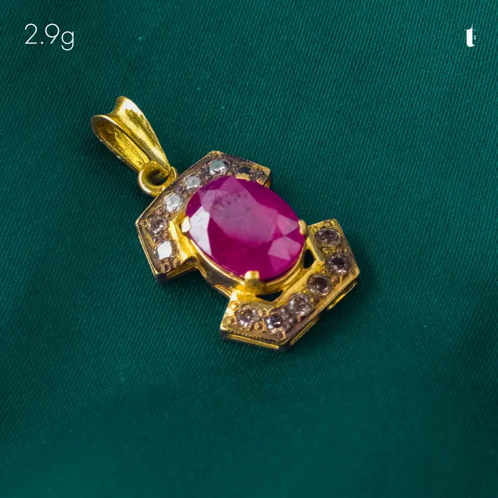 21k Yellow Gold Contemporary Locket with Ruby design 43 by TAHERI
