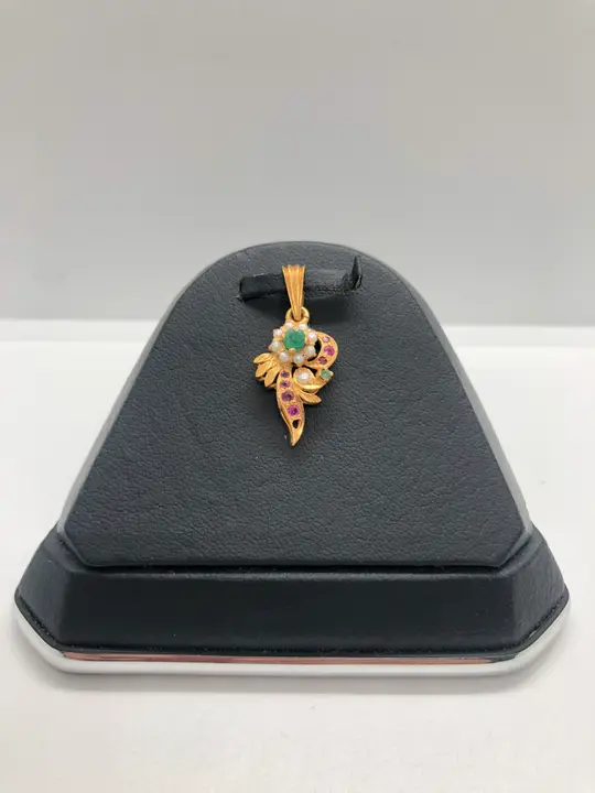 21k Yellow Gold Locket with Colored Stones design 185 by TAHERI