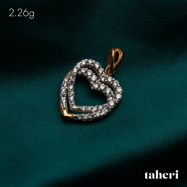 21k Two-Tone Gold Locket with Cubic Zirconia design 224 by TAHERI
