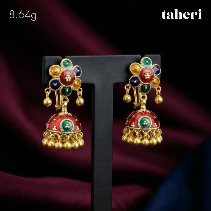 21k Yellow Gold Jhumki design 24 by TAHERI