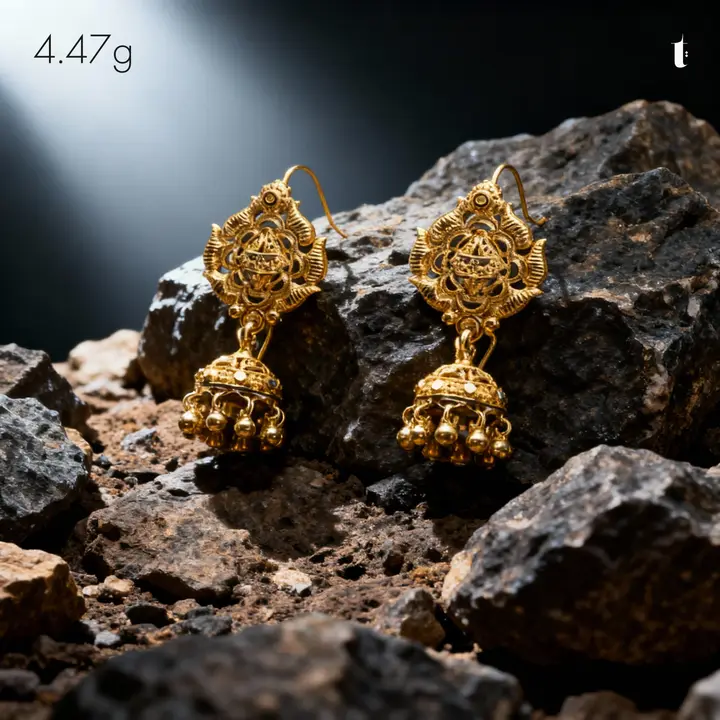 21k Yellow Gold Jhumki design 29 by TAHERI