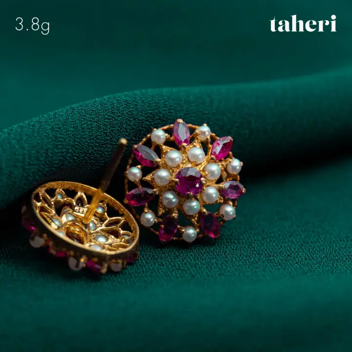Yellow Gold Top with Ruby design 18 by TAHERI
