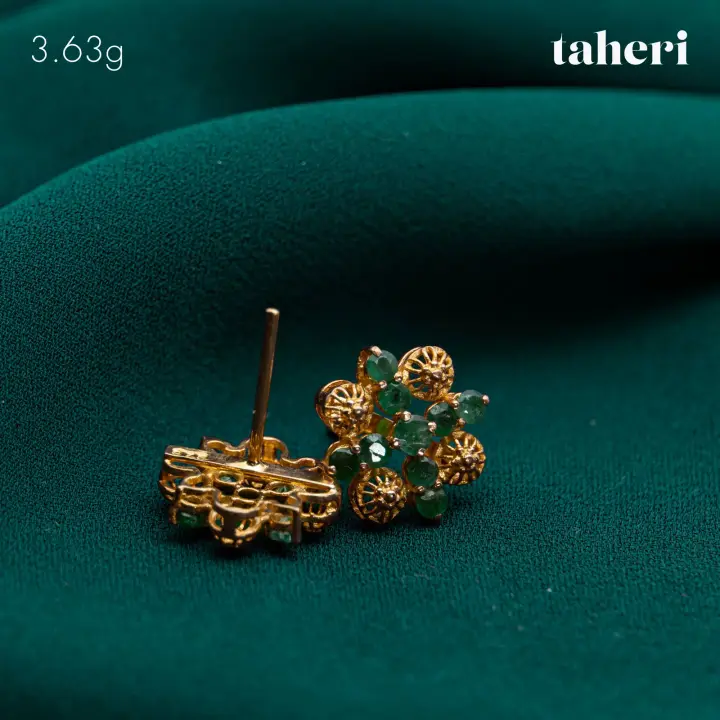 21k Yellow Gold Top with Emerald design 25 by TAHERI