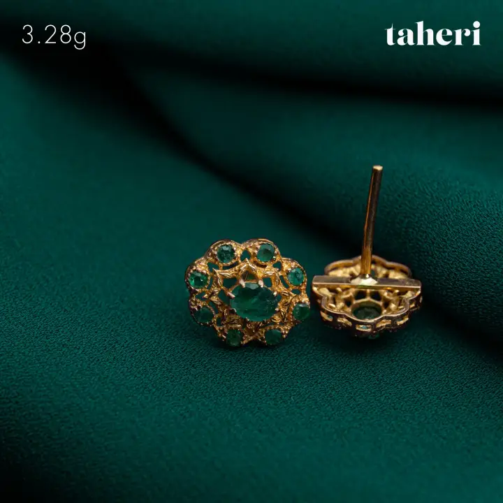 21k Yellow Gold Top with Emerald design 29 by TAHERI