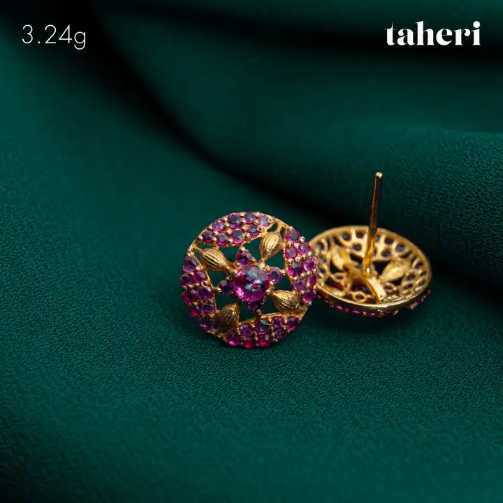 21k Yellow Gold Top with Ruby design 32 by TAHERI