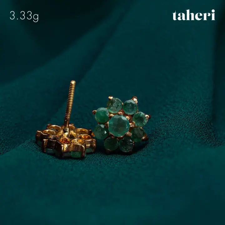21k Yellow Gold Top with Emerald design 37 by TAHERI