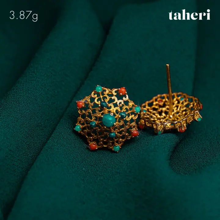 21k Yellow Gold Top with Colored Stones design 38 by TAHERI