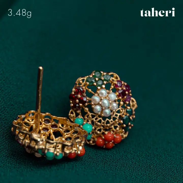 21k Yellow Gold Top with Colored Stones design 39 by TAHERI