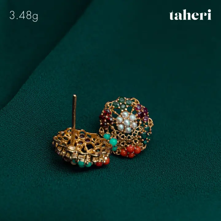 21k Yellow Gold Top with Colored Stones design 40 by TAHERI