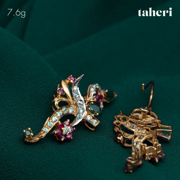 21k Two-Tone Gold Top with Colored Stones design 43 by TAHERI