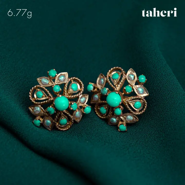 21k Yellow Gold Top with Colored Stones design 44 by TAHERI