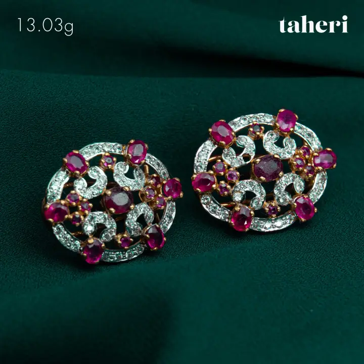 21k Two-Tone Gold Top with Ruby design 47 by TAHERI