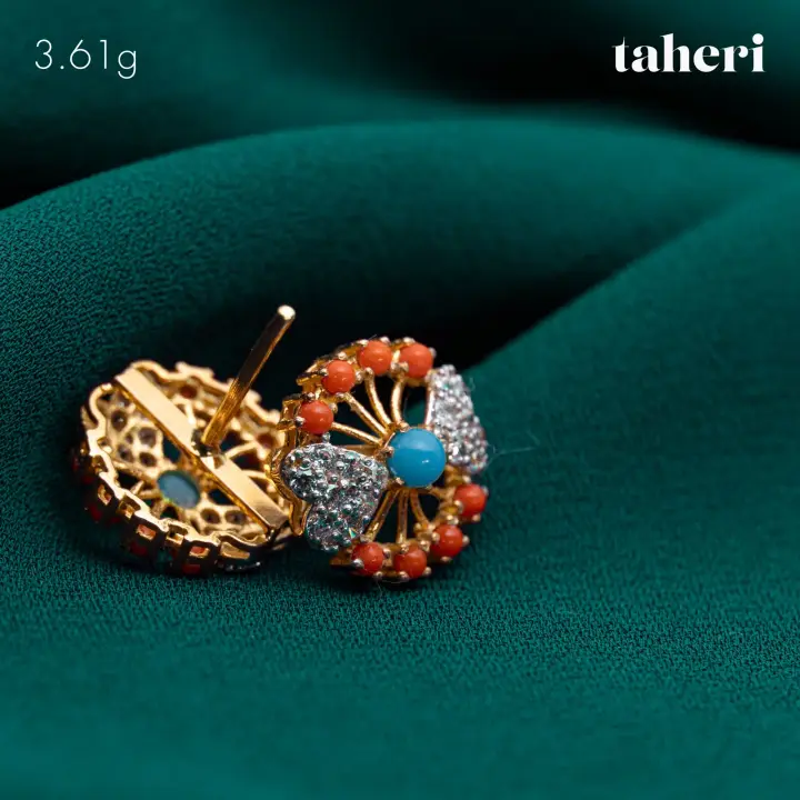 Yellow Gold Top with Colored Stones design 84 by TAHERI