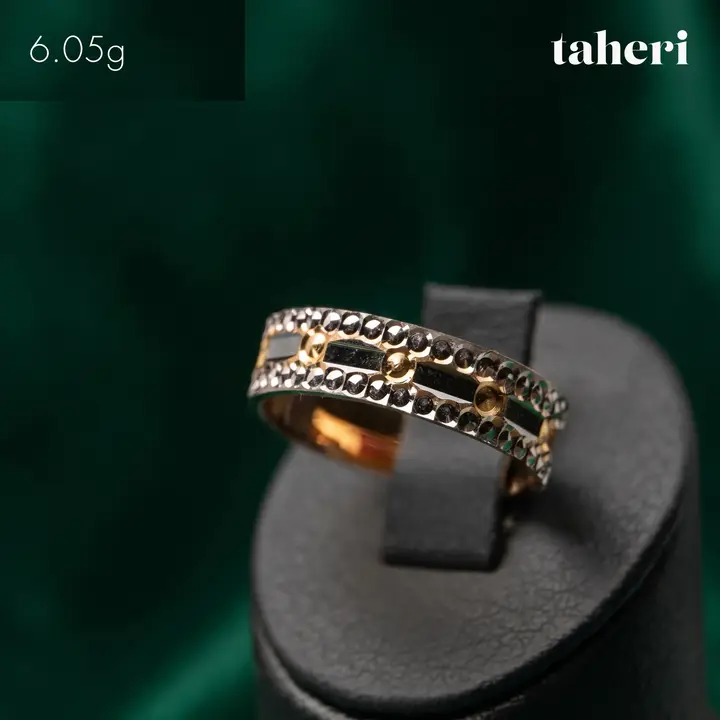 21k Two-Tone Gold Band design 29 by TAHERI