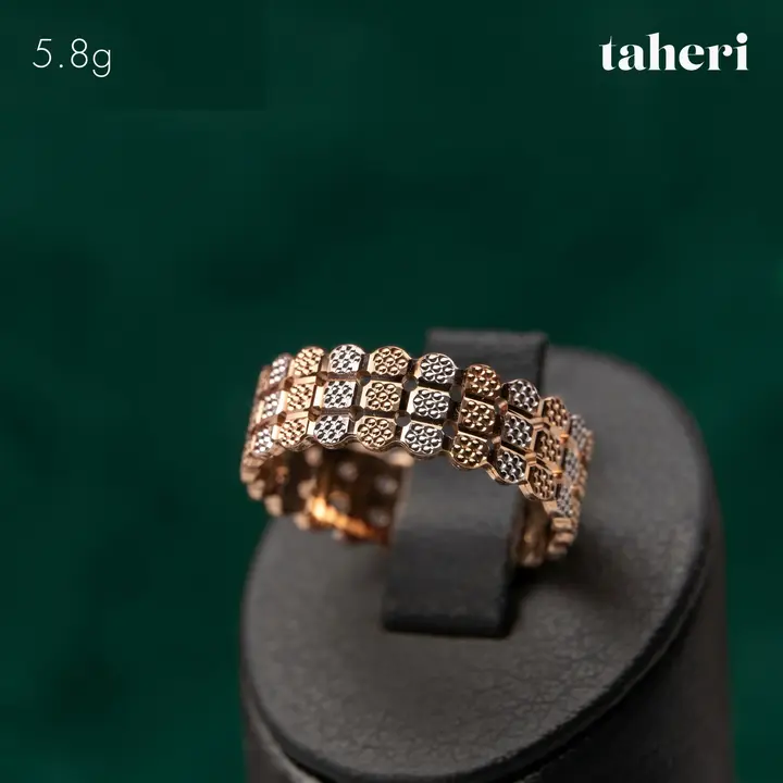 21k Two-Tone Gold Band design 30 by TAHERI