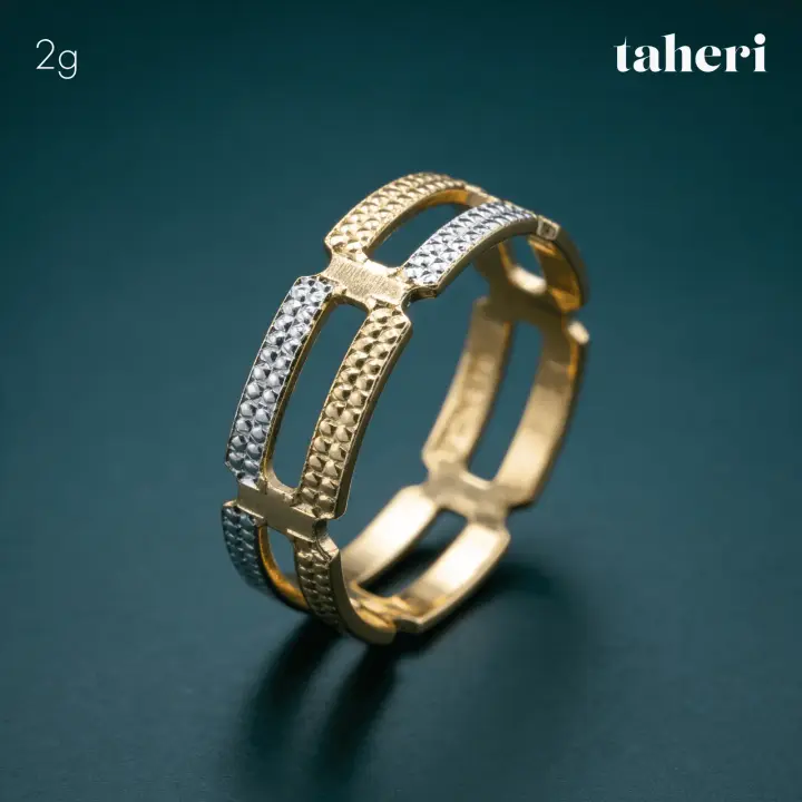 21k Two-Tone Gold Band design 46 by TAHERI
