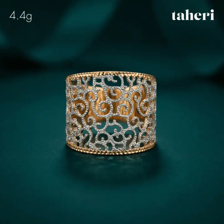 21k Two-Tone Gold Band design 48 by TAHERI