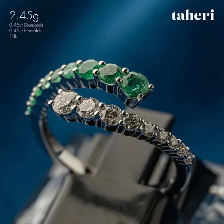 18k White Gold Diamond Ring with Colored Stones design 32 by TAHERI