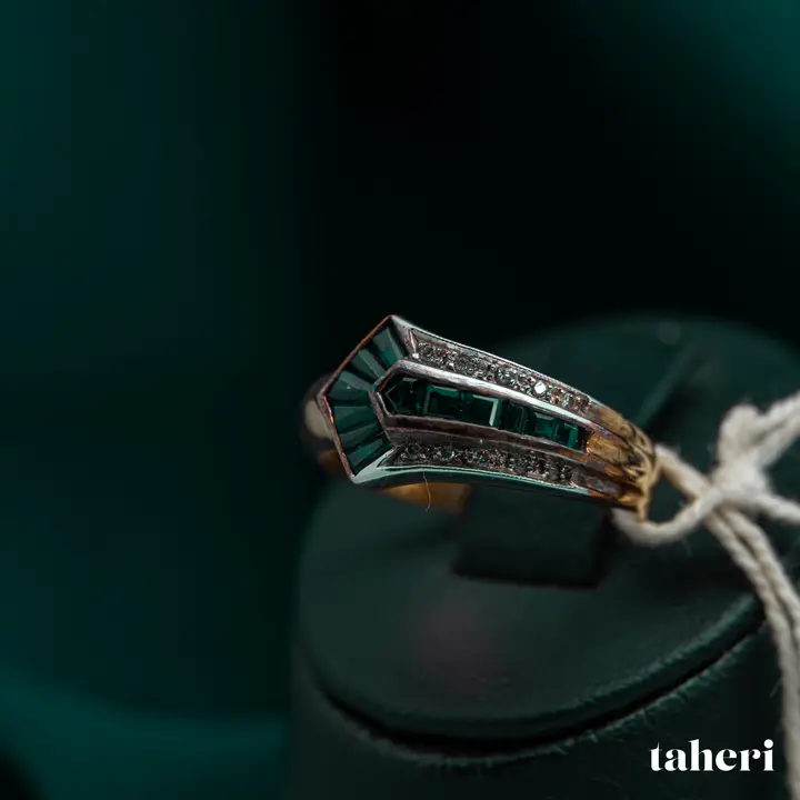 18k Two-Tone Gold Diamond Ring with Colored Stones design 42 by TAHERI