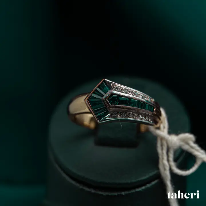 18k Two-Tone Gold Diamond Ring with Colored Stones design 43 by TAHERI