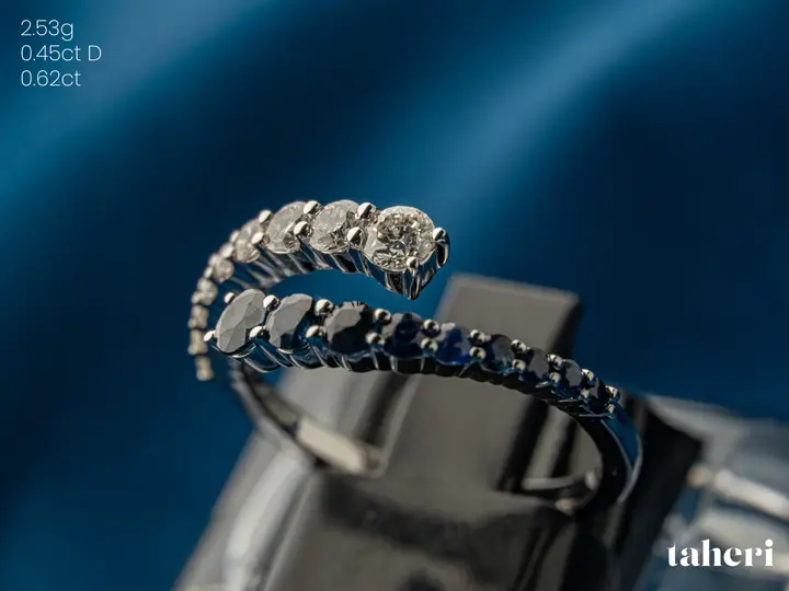 White Gold Diamond Ring with Colored Stones design 57 by TAHERI