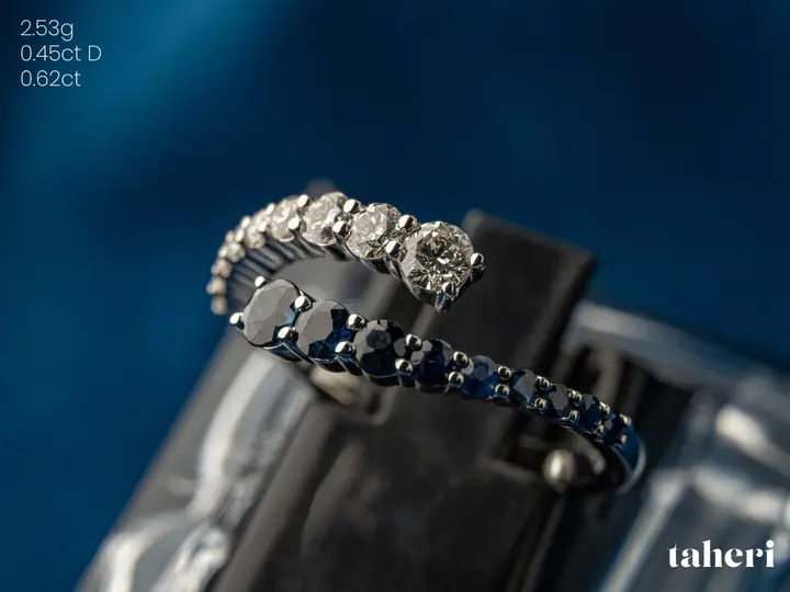 White Gold Diamond Ring with Colored Stones design 67 by TAHERI