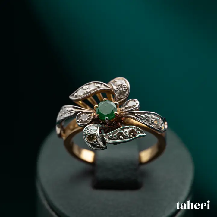 Two-Tone Diamond Ring with Colored Stones design 69 by TAHERI