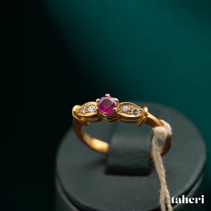Yellow Gold Diamond Ring with Colored Stones design 70 by TAHERI