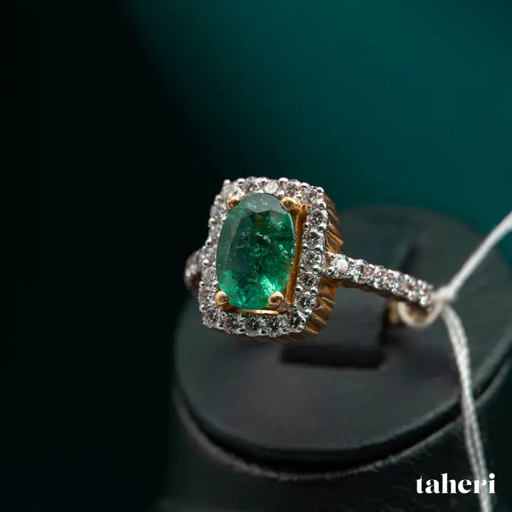 Two-Tone Diamond Ring with Colored Stones design 71 by TAHERI