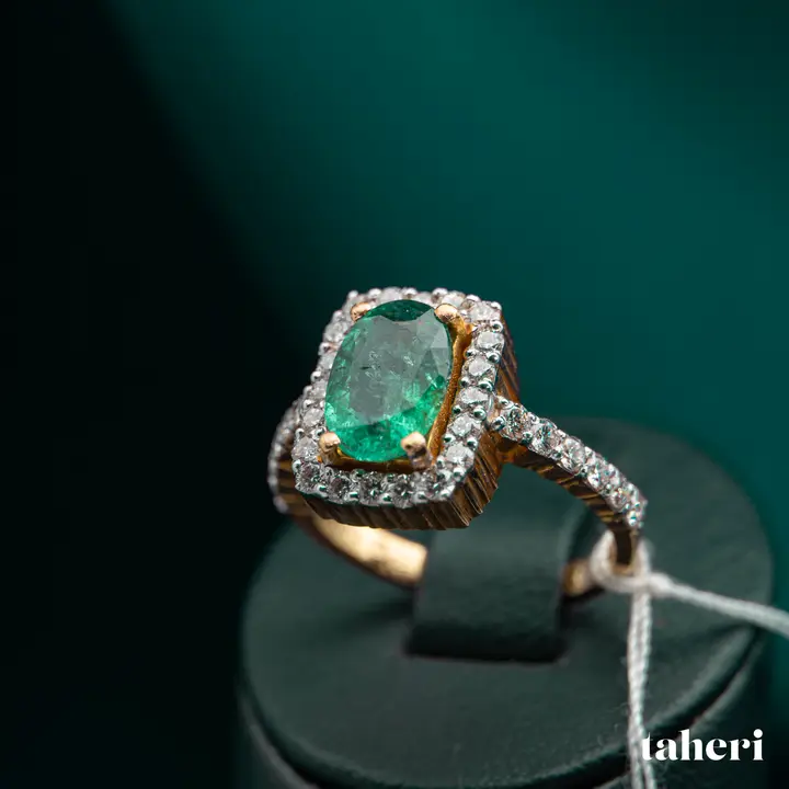 Two-Tone Diamond Ring with Colored Stones design 72 by TAHERI