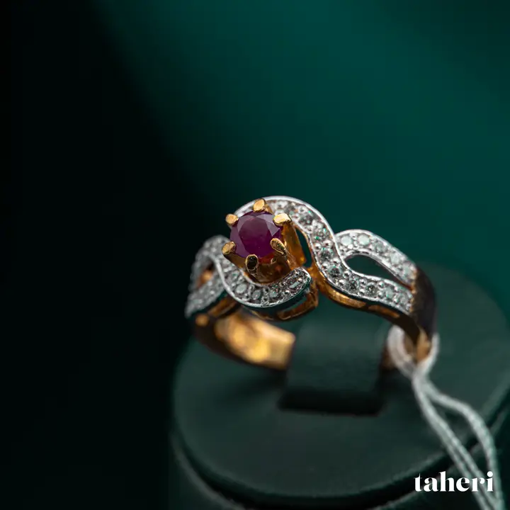 Two-Tone Diamond Ring with Colored Stones design 74 by TAHERI