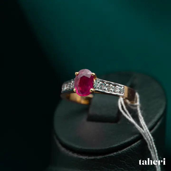 Two-Tone Diamond Ring with Colored Stones design 75 by TAHERI