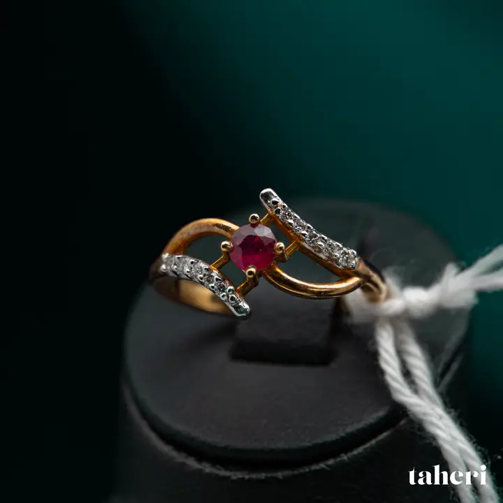 Two-Tone Diamond Ring with Colored Stones design 77 by TAHERI