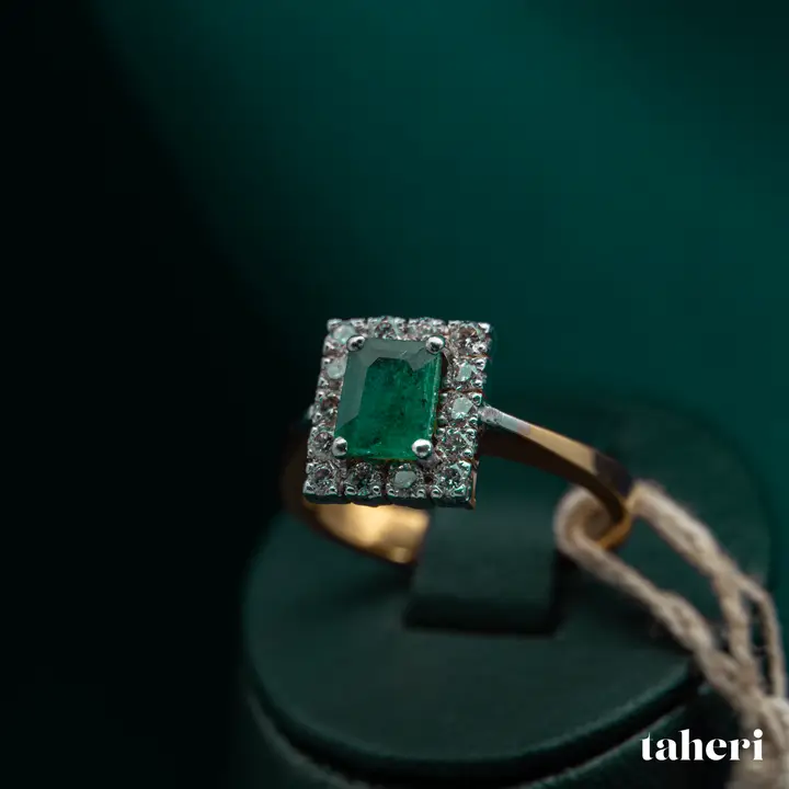 Two-Tone Diamond Ring with Colored Stones design 79 by TAHERI