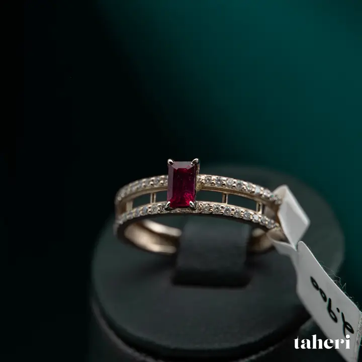 White Gold Diamond Ring with Colored Stones design 80 by TAHERI