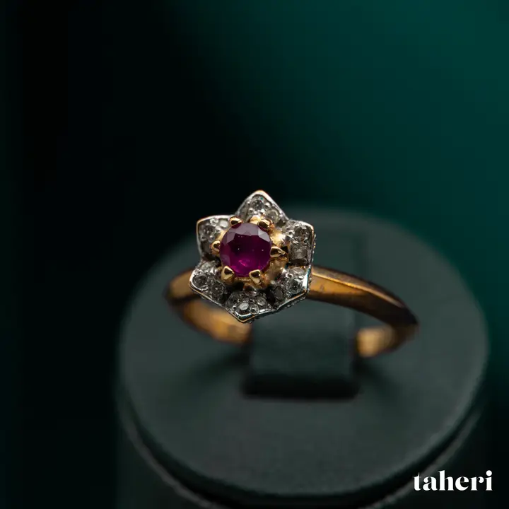 Two-Tone Diamond Ring with Colored Stones design 83 by TAHERI