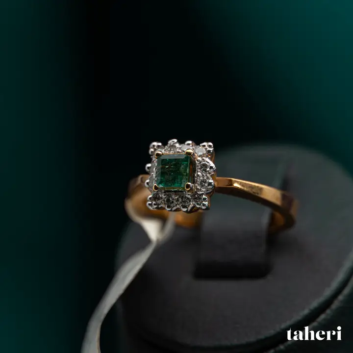 Two-Tone Diamond Ring with Colored Stones design 84 by TAHERI