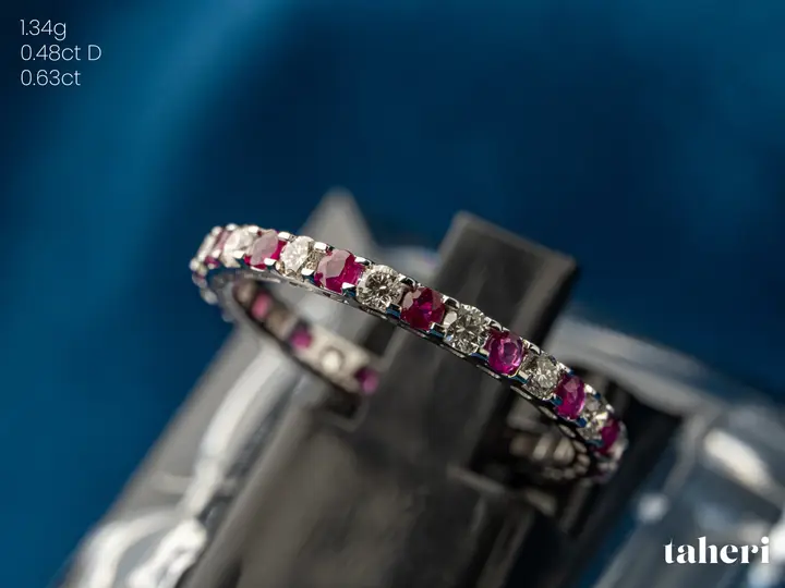 White Gold Diamond Ring with Colored Stones design 88 by TAHERI