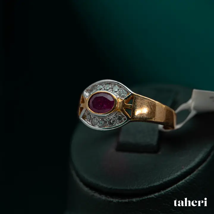 Two-Tone Diamond Ring with Colored Stones design 89 by TAHERI