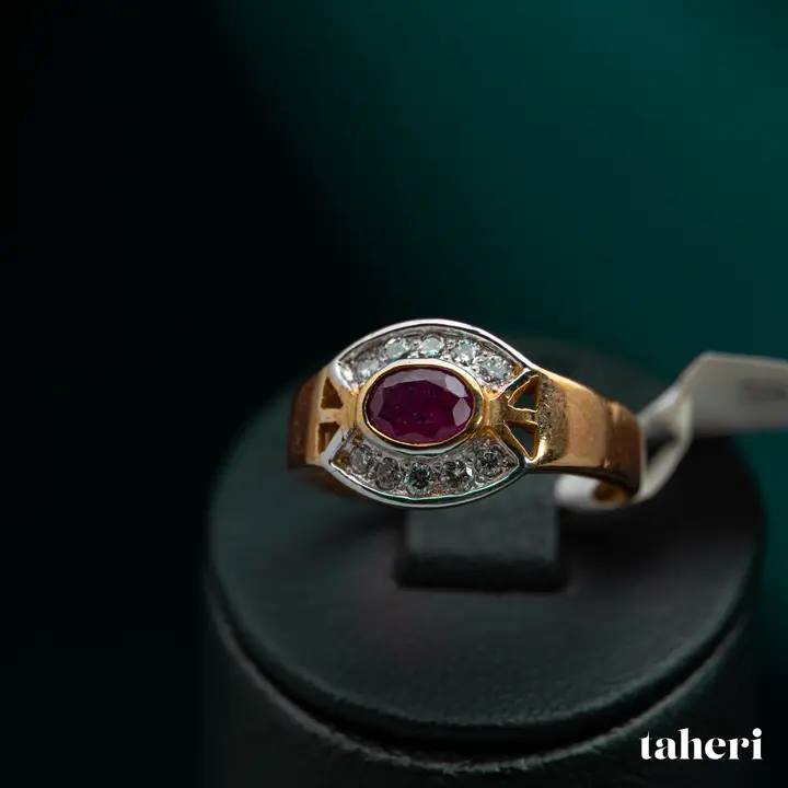 Two-Tone Diamond Ring with Colored Stones design 90 by TAHERI
