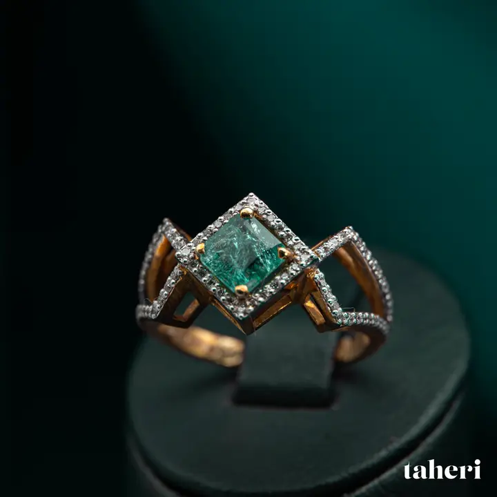Two-Tone Diamond Ring with Colored Stones design 91 by TAHERI