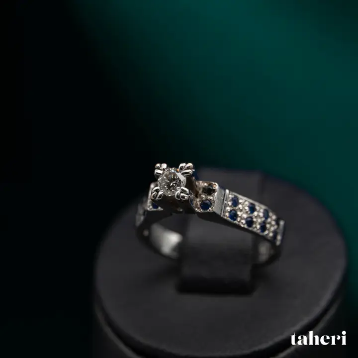 White Gold Diamond Ring with Colored Stones design 92 by TAHERI