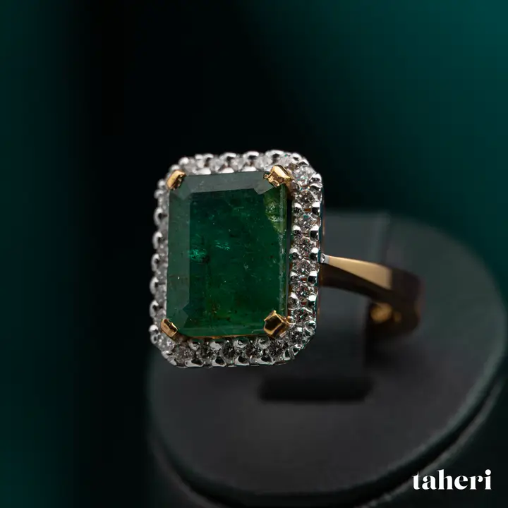 Two-Tone Diamond Ring with Colored Stones design 93 by TAHERI